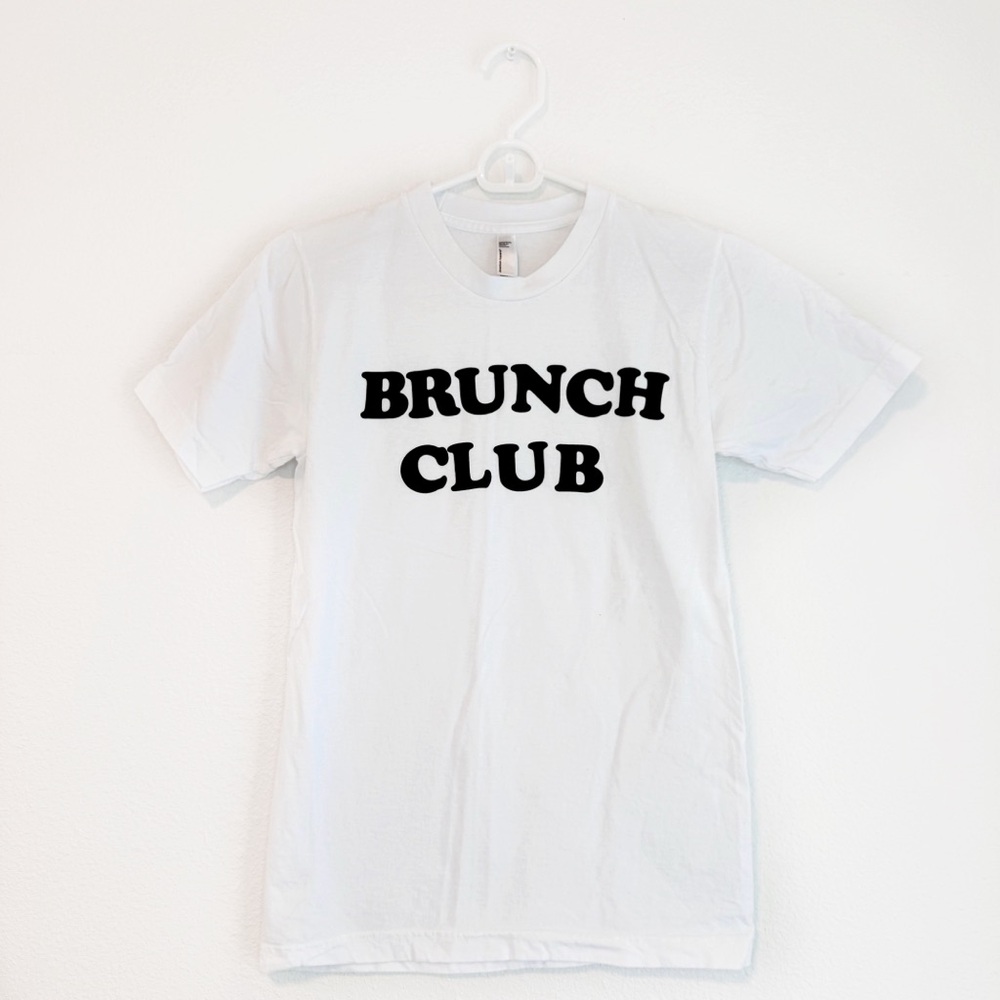 American Apparel Short Sleeve Brunch Club Tee in White XS